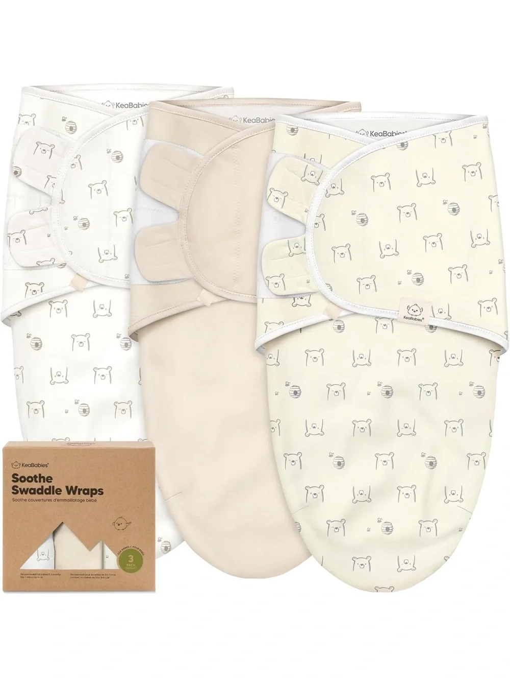 KeaBabies 3-Pack Organic Baby Swaddles for Newborns, Infant (0-6M)